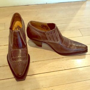 Charlie Horse dark brown ankle cowboy boots.